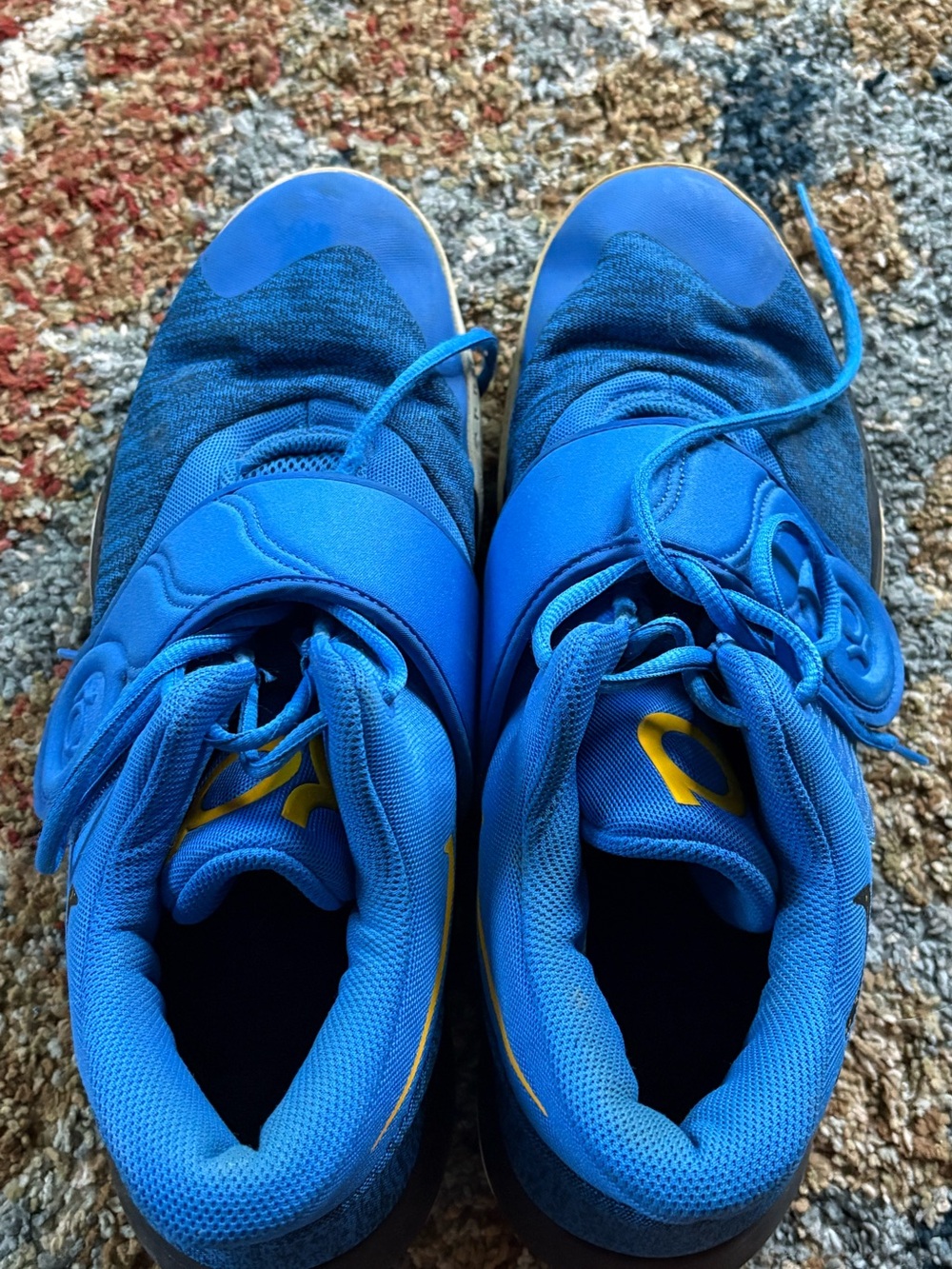 Men’s Blue Nike Basketball Shoes with Yellow Logo